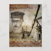 Victoriaans Steampunk Inventor Scientist Telescope Briefkaart (Voorkant)