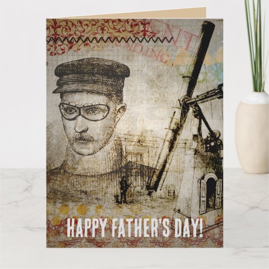 Victoriaans Steampunk Inventor Scientist Telescope Kaart (Voorkant)