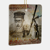 Victoriaans Steampunk Inventor Scientist Telescope Keramisch Ornament (Rechts)