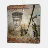 Victoriaans Steampunk Inventor Scientist Telescope Keramisch Ornament (Links)