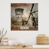 Victoriaans Steampunk Inventor Scientist Telescope Poster (Keuken)