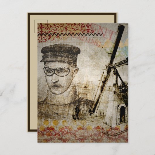 Victoriaans Steampunk Inventor Scientist Telescope Uitnodiging Briefkaart (Voorkant / Achterkant)