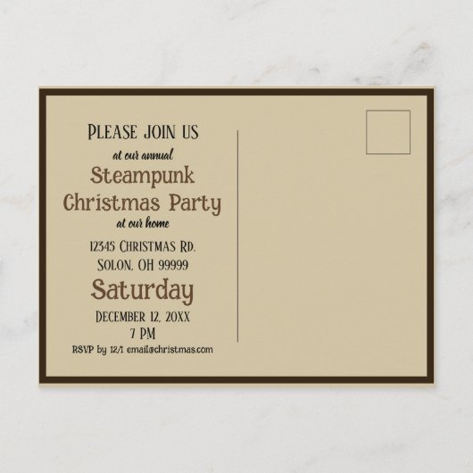 Victoriaans Steampunk Inventor Scientist Telescope Uitnodiging Briefkaart (Achterkant)