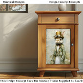 Victoriaans Steampunk Konijn, Bloemen CA6 Decoupag Tissuepapier