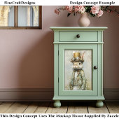 Victoriaans Steampunk Konijn, Bloemen CA6 Decoupag Tissuepapier