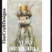 Victoriaans Steampunk Konijn, Bloemen CA6 Decoupag Tissuepapier