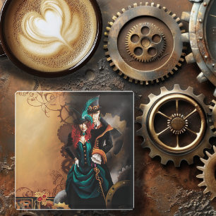 Victoriaans Steampunk Koppel Elegantie Romantiek Glazen Onderzetter