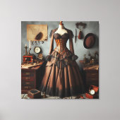 Victoriaans Steampunk Lady Detective Jurk Canvas Afdruk (Voorkant)