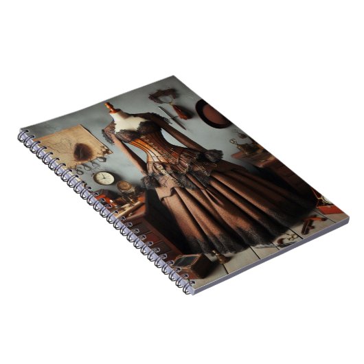  Victoriaans Steampunk Lady Detective Jurk Notitieboek (Rechterzijde)