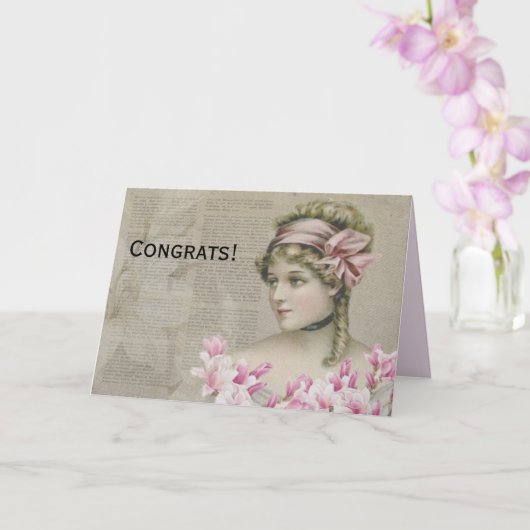 Victoriaans Steampunk Lady Newspaper Kaart (Orchidee)