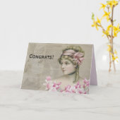 Victoriaans Steampunk Lady Newspaper Kaart (Gele Bloem)