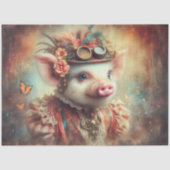 Victoriaans Steampunk Lady Pig Decoupage Tissuepapier (Voorkant)