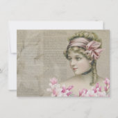 Victoriaans Steampunk Lady Pink Newspaper Notitiekaartje (Voorkant)