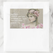Victoriaans Steampunk Lady Pink Newspapier Adres Rechthoekige Sticker (Tas)