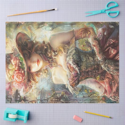 Victoriaans Steampunk Lady Tissuepapier (Craft)