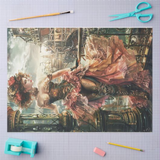 Victoriaans Steampunk Lady Tissuepapier (Craft)