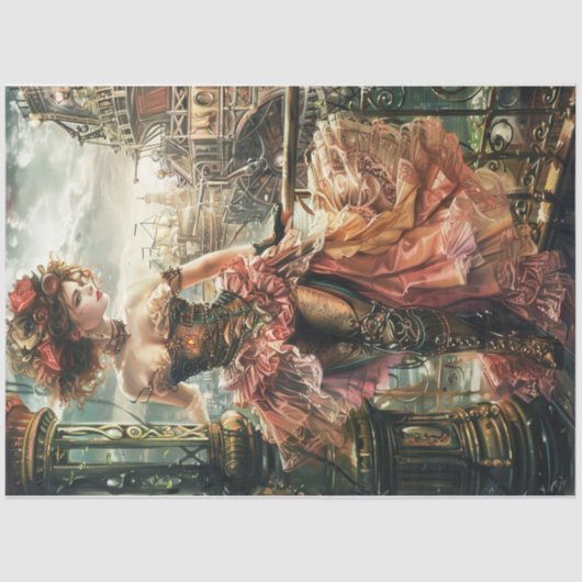 Victoriaans Steampunk Lady Tissuepapier (Voorkant)