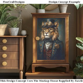 Victoriaans Steampunk Leeuw Portret CH9 Decoupage Tissuepapier