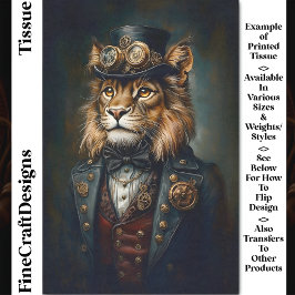 Victoriaans Steampunk Lion Portrait CH9 Decoupage Tissuepapier