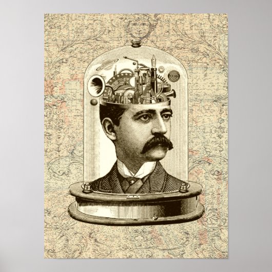 Victoriaans steampunk mechanisch brein poster (Voorkant)