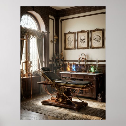 Victoriaans Steampunk Medisch Lab Poster (Voorkant)