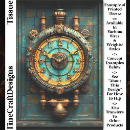 Victoriaans Steampunk Messing Klok CZ2 Decoupage Tissuepapier