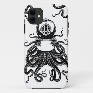 Victoriaans Steampunk Octopus Kraken Diving Helmet Case-Mate iPhone Case