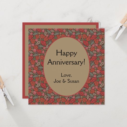 Victoriaans Steampunk Old Lock Key Red Poppies (Voorkant / Achterkant in situ)