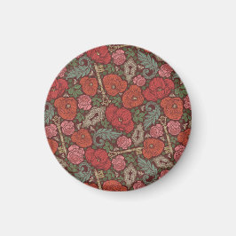 Victoriaans Steampunk Old Lock Key Red Poppies Magneet