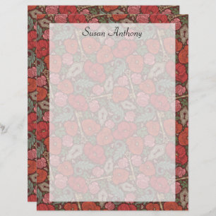 Victoriaans Steampunk Old Lock Key Red Poppies Pap