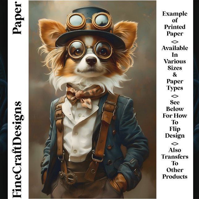 Victoriaans Steampunk Papillon Dog CP8 Craft Paper (Creator heeft geüpload)