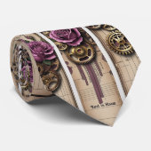 Victoriaans Steampunk Plum Roos Stropdas (Opgerold)