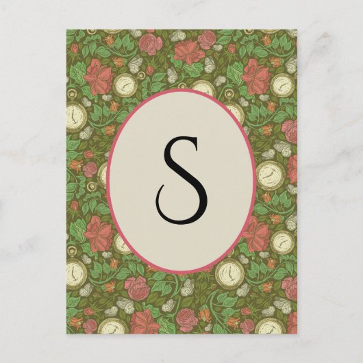 Victoriaans  Steampunk Pocket Watch Rozen Briefkaart (Voorkant)