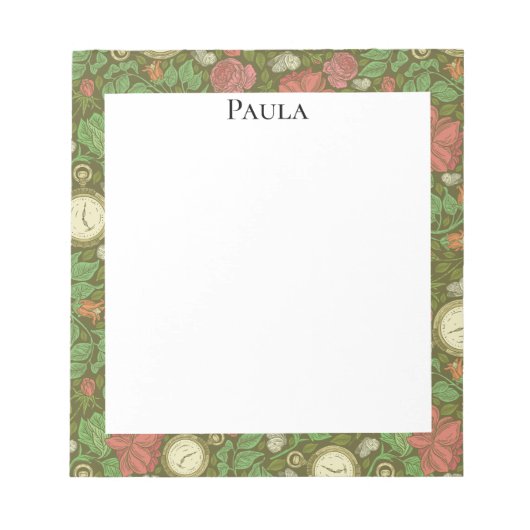 Victoriaans  Steampunk Pocket Watch Rozen Notitieblok (Voorkant)