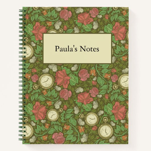 Victoriaans  Steampunk Pocket Watch Rozen Notitieboek (Voorkant)