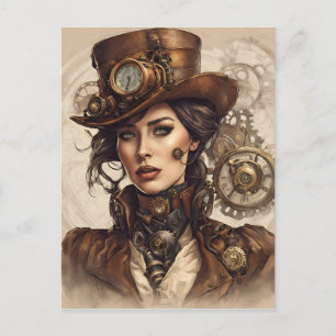 Victoriaans Steampunk Portret van een Vrouw Briefkaart