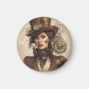Victoriaans Steampunk Portret van een Vrouw Magneet