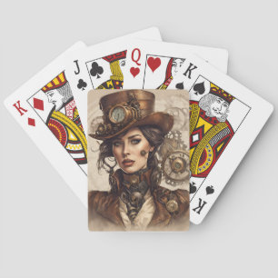 Victoriaans Steampunk Portret van een Vrouw Pokerkaarten