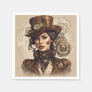 Victoriaans Steampunk Portret van een Vrouw Servet