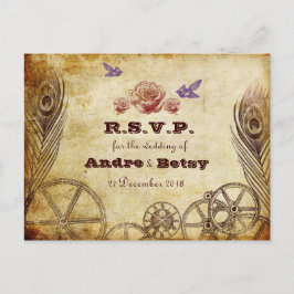 Victoriaans Steampunk RSVP-Briefkaart Uitnodiging Briefkaart