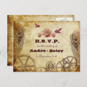 Victoriaans Steampunk RSVP-Briefkaart Uitnodiging Briefkaart (Voorkant / Achterkant)
