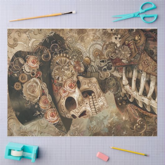 Victoriaans Steampunk schedel Tissuepapier (Craft)