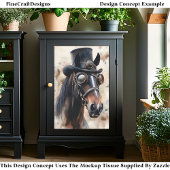 Victoriaans Steampunk Stallion Horse DF2R Decoupag Tissuepapier
