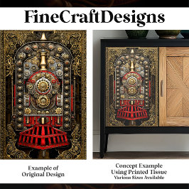 Victoriaans Steampunk Treinmotor G8 Decoupage Tissuepapier