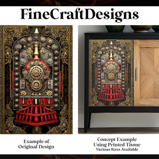 Victoriaans Steampunk Treinmotor G8 Decoupage Tissuepapier