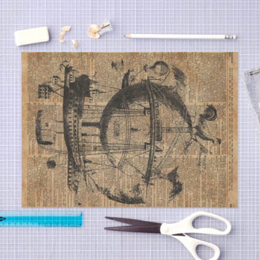 Victoriaans steampunk-vliegmachine tissuepapier (Craft)