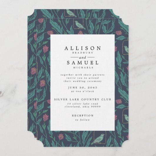 Victoriaans Steampunk vogel in het tuinhuwelijk Kaart (Voorkant / Achterkant)