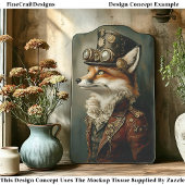 Victoriaans Steampunk Vos Portret CJ7 Decoupage Tissuepapier
