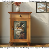 Victoriaans Steampunk Vos Portret CJ7 Decoupage Tissuepapier