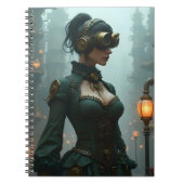 Victoriaans Steampunk vrouw in het groen Notitieboek (Voorkant)